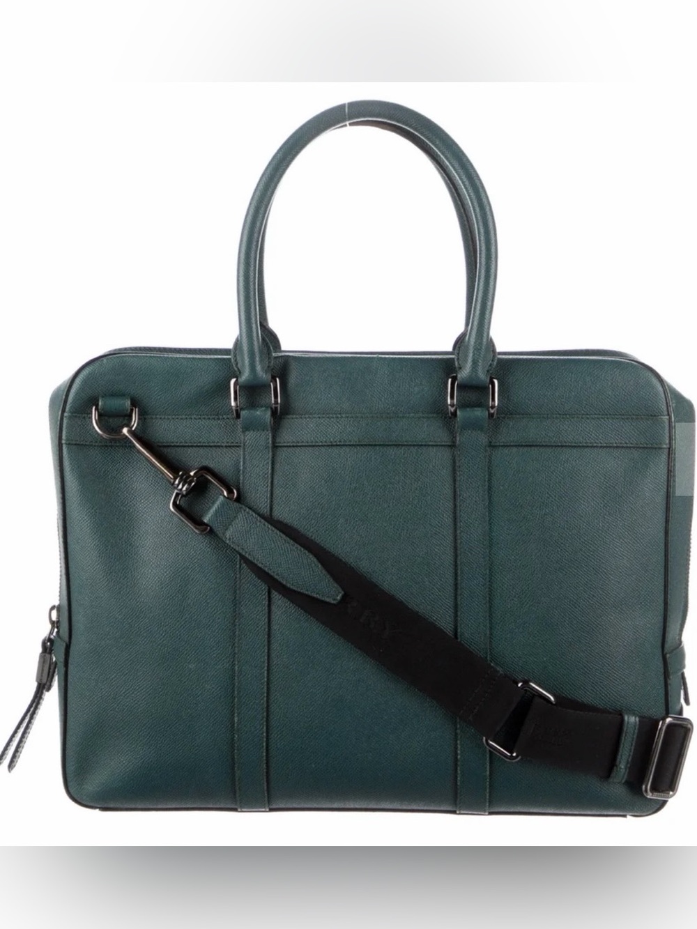 Burberry Newburg Green Leather Briefcase/Slim Professional Bag - Picture 2 of 6